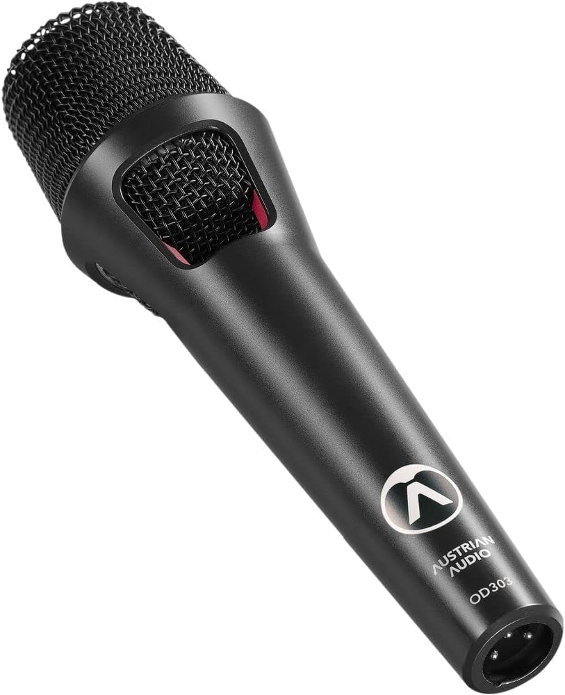 Austrian Audio OD303 Microfono da palcoscenico con tecnologia Open Acoustics, microfono direzionale (banda larga di frequenza, stabilità del feedback, design aperto, diffusore 3D pop noise integrato),