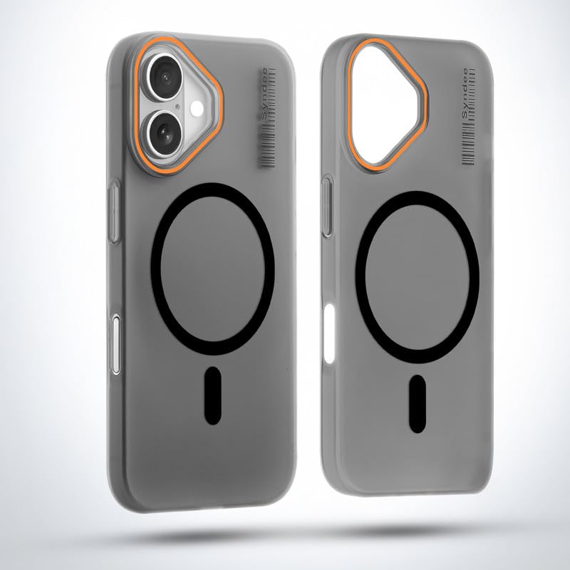 Image of Mr. Case Back Cover for iPhone 16 Sleek Frosted Translucent Back with Wireless Charging Support | Anti-Scratch Shockproof Phone Case - Black