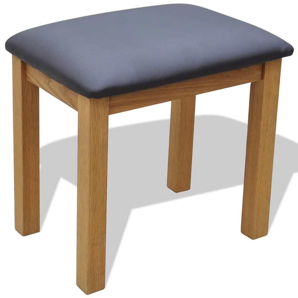 Tavolo da toeletta con sgabello in legno di rovere massiccio effetto naturale, per camera da letto, camera dei ragazzi e spogliatoio, con specchio, vano portaoggetti, illuminazione e design