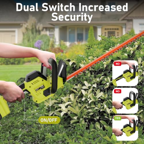 Image of 22 inch Hedge Trimmer Cordless with 2 Battery and Charger, 20V Bush Trimmer