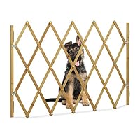 Relaxdays Hundeabsperrgitter, Schutzgitter für Tür & Treppe, Scherengitter ausziehbar bis 116,5 cm, 82,5 cm hoch, Natur