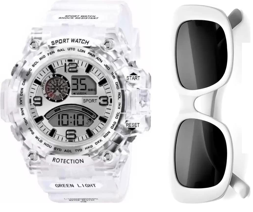 SELLORIA a Mens Shockproof Multi-Functional Automatic Color Dial White Strap Waterproof Digital Sports Watch - Pack of 2 (B0BZ4K9KTC) Amazon Price History, Amazon Price Tracker