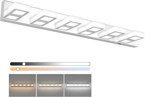 Miniatura 47 de Ralbay Lámpara de Tocador de 4 Luces de Níquel Cepillado para Baño Lámpara de Baño Moderna de LED en Metal y Acrílico cepillado níquel,Negro-5