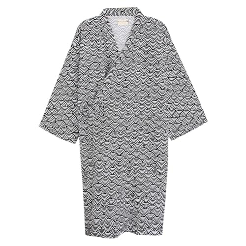 Image of SIQITECHNO Men Kimono Robe Cotton Yukata Spa Sauna Bathrobe Sleepwear Japanese Kimono for Women Loungewear Nightgown Dressing