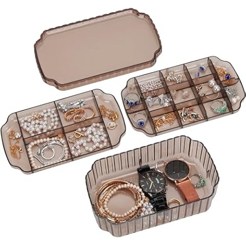 LETURE 3-Layer Acrylic Jewelry Organizer Box Cover