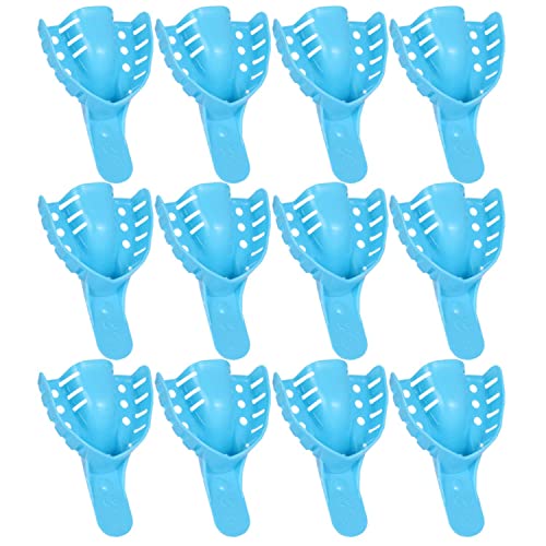 Image of JMU Dental Impression Trays, 5 Small Upper, Autoclavable, 120 Pcs | Perforated Disposable Impression Trays, Plastic, 10 Bags, Blue