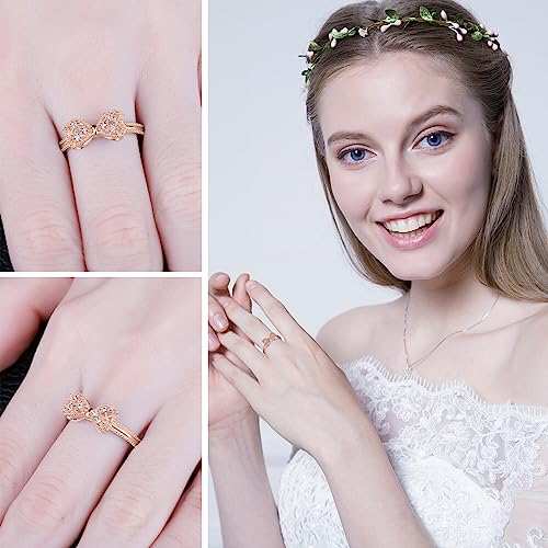 Image of JewelryPalace 14k White Yellow Rose Gold Plated 925 Sterling Silver Rings for Women, Cubic Zirconia Promise Rings for Her, Stackable Wedding Bands Rings for Women Infinity Forever Love Knot Ring