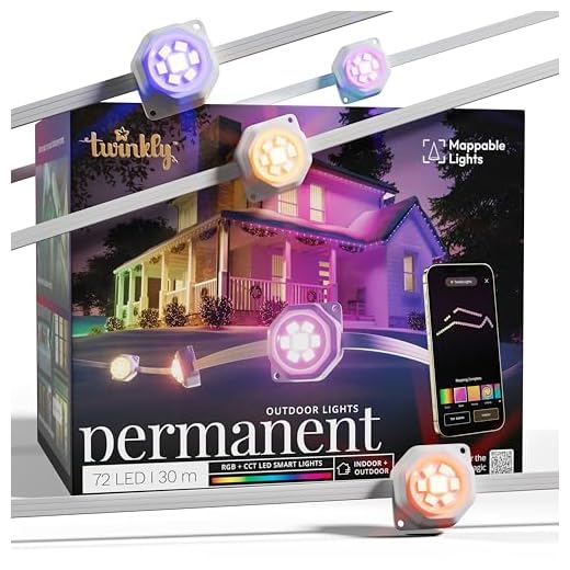 Twinkly Permanente Beleuchtung mit 72 RGB-LEDs, LED-Lichtstreifen für den Außenbereich, Smarte Mehrfarbige LED-Lichter, Kompatibel mit Alexa und Google Home, IP65, App-Steuerung, Weißes Kabel, 30 m