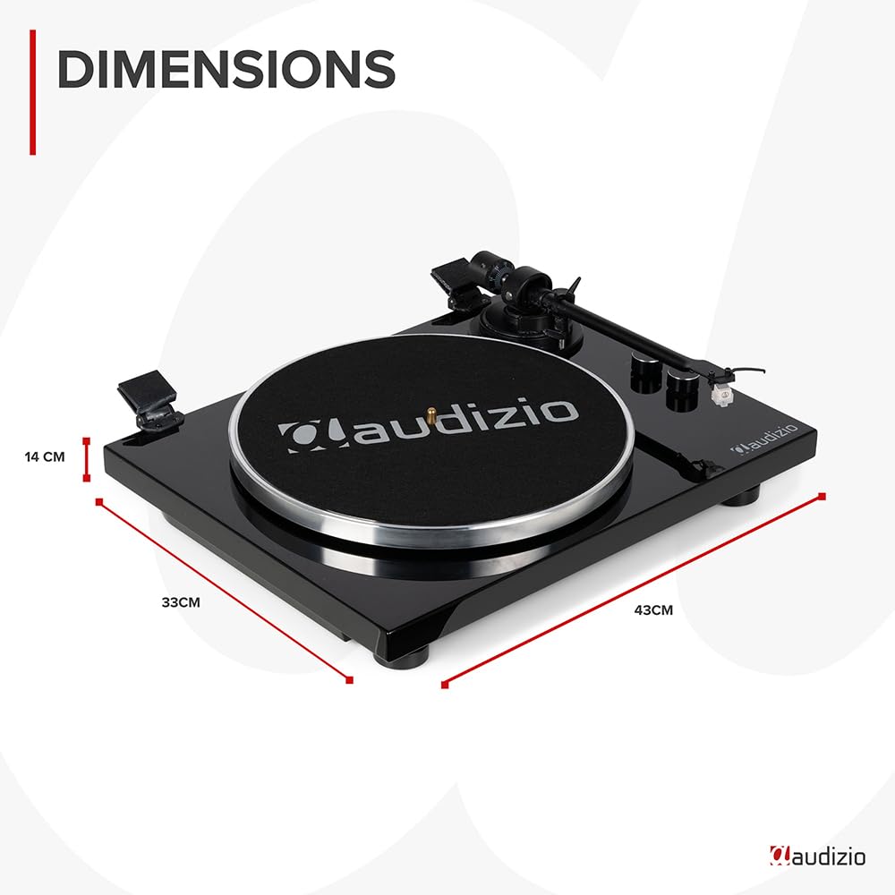 Audizio Toledo Premium Giradischi Bluetooth – Giradischi 33/45 giri/min, lettore in vinile con pickup di alta qualità – Record Player con preamplificatore
