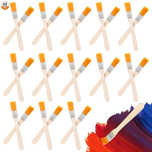 BIBLIA 40 Piezas Set Brochas Pintor Brochas Pintura Nylon Brochas Pintura Barniz Brochas Pintura Madera Brochas Planas con Mangos de Madera Cepillo de Pintura para Pinturas Muebles Pareds Pintar