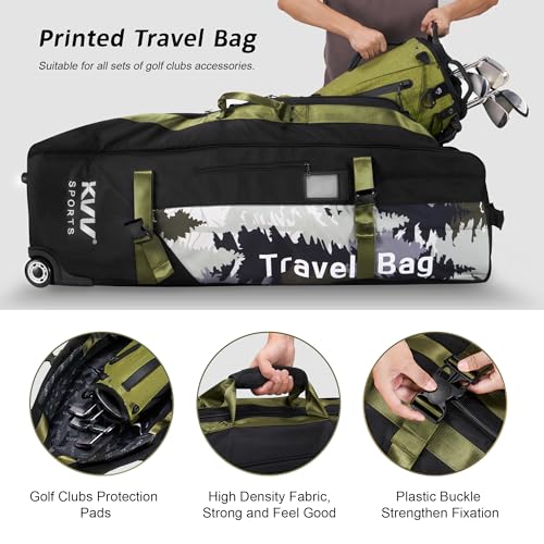 KVV Hi-Protective Golf Travel Bag with Extra Padded Top, Foldable Golf Travel Cover with Wheels, Multiple Handles and Pockects for Storage, Travel Golf Bags Designed for Airlines - Image 5