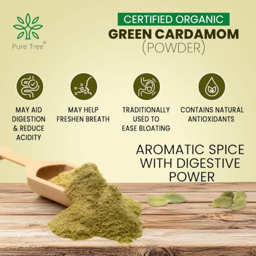 Image of Pure Tree Certified Organic Green Cardamom Powder | 100 g | Hari Elaichi Powder | Elaichi Powder