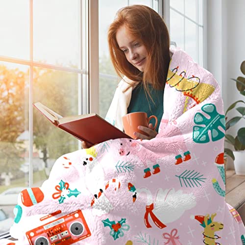 Couverture polaire douce en microfibre motif flamant rose