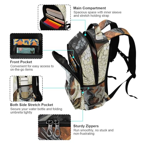 Black White Dragons Backpack 3rd 4th 5th Grade School Bookbag Travel Laptop Daypack Bag for Boys Girls4