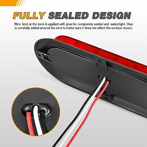 GOOACC 6Inch Oval Tail Light 2PCS Red 10LED Brake Stop Turn Signals Lights Surface Mount IP67 Waterproof for Trailer Truck RV Tractor Lorry Camper Van by GOOACC - Image 4