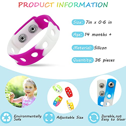 Image of MTLEE 36 Pieces Silicone Wristbands Adjustable Cute Wristbands for Girls Swimming Identify Shoe Birthday Presents, 12 Colors(7 Inch,Simple Color)