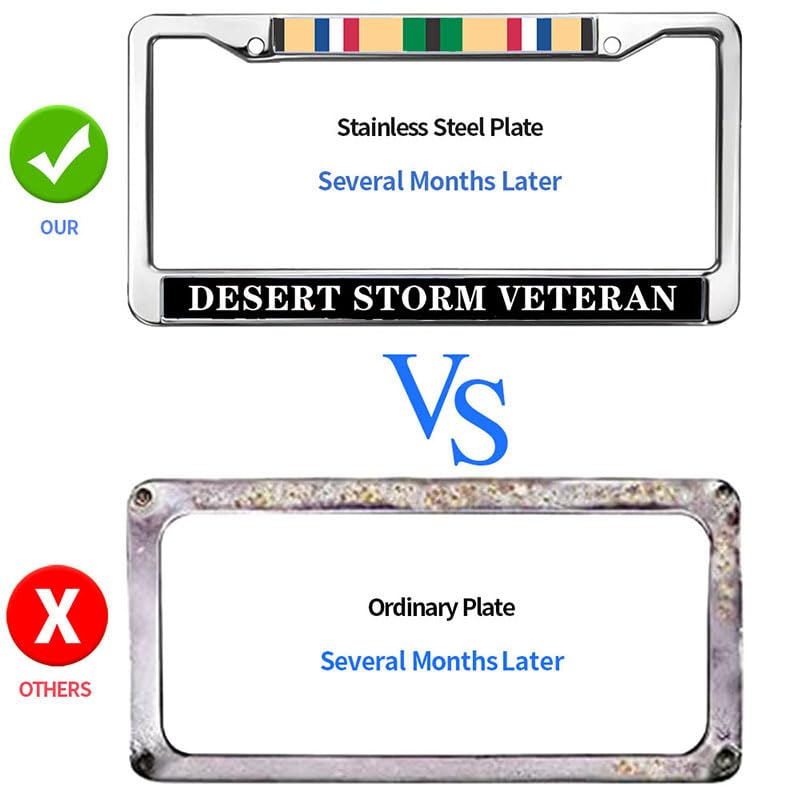 Image of Desert Storm Veteran License Plate Frame - Military Service Commemorative Car Accessory