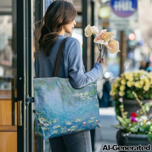 Image of Art Lover Zippered Tote Bag Waterproof Large Work Tote Bags, Artwork Women's Purse Handbags Travel Totes