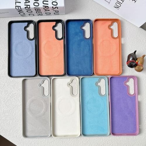 Image of Elzzi Magnetic Case for Samsung Galaxy S25 Ultra, Lychee Texture [Compatible with MagSafe] Premium PC+TPU Back Cover Microfiber Inner Lining, Protective Phone Case (Black)