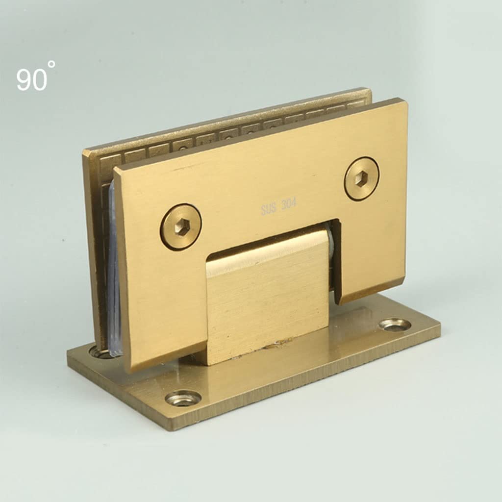 Clip de puerta de cristal de ducha de oro cepillado, bisagra de acero inoxidable 304, 60kg, 1 unidad(90 degree)