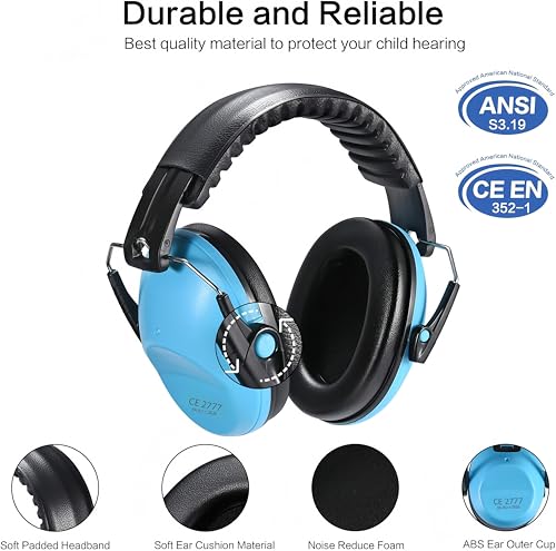 YingErTool Ear Defenders Children 3-16 Years, SNR 27dB Noise Cancelling Headphones for Kids (Blue) - Image 2