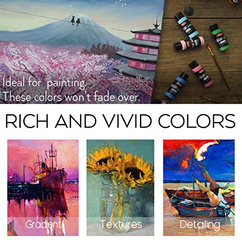 Hissico 36 BOTTLES (2 OZ/60ML) Acrylic Paint Set Of 36 Colors 2Fl Oz 60Ml Bottles,Non Toxic 36 Colors Acrylic Paint No Fading Rich Pigment thumb #3
