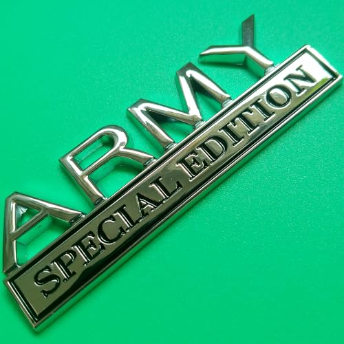 Image of Army Special Edition Emblem with Strong Adhesive, Army Car Emblem 3D Badge Decal Car Truck Replacement Compatible with Universal Vehicle, Truck, SUV (Silver Black)