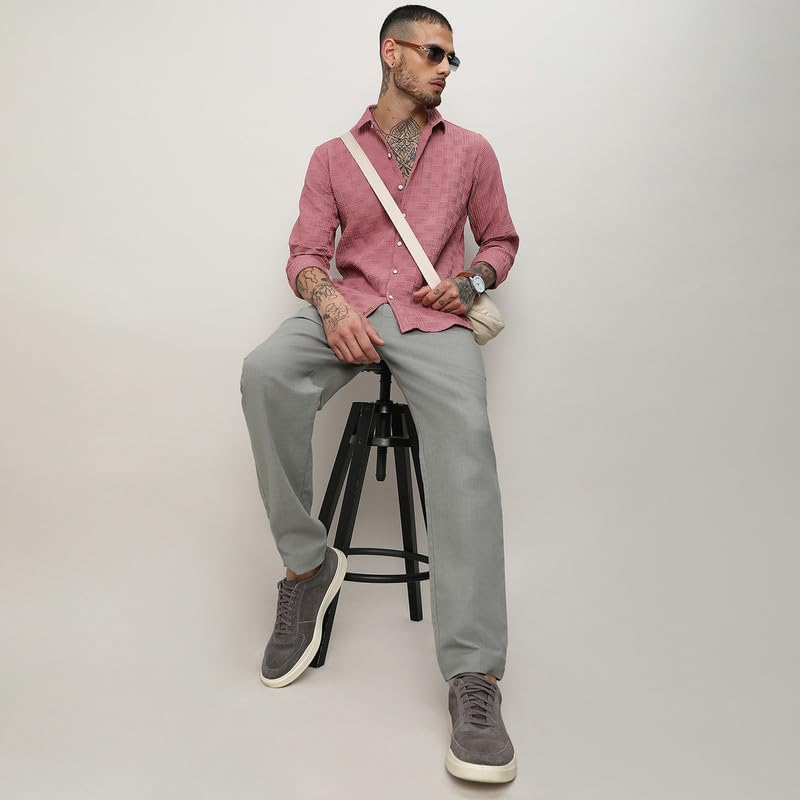 Image of CAHOOT Men's Shirt for Casual Wear |Regular Fit | Cotton Spread Collar Shirt Crafted with Regular Sleeve, Comfort Fit & High-Performance for Everyday Wear