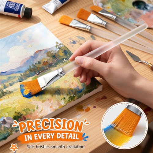 Set de 10 pinceles planos de 1 pulgada para pintura acrílica Menintog miniatura 4
