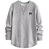 [JHIJSC] トレーナー メンズ 秋 長袖 無地 ゆったり シンプル オシャレ カジュアル 大きいサイズ (JP, アルファベット, 3XL, グレー)