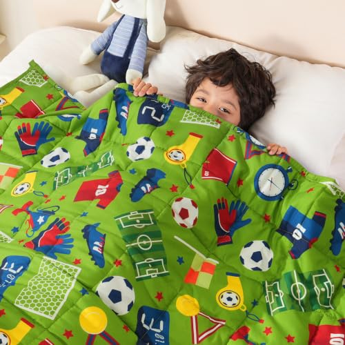 Image of Sivio Weighted Blanket 3lbs, Small Cooling Heavy Blankets, Washable Breathable Throw Blanket for Sleep, 36 inchx48 inch-3lb, Football Green
