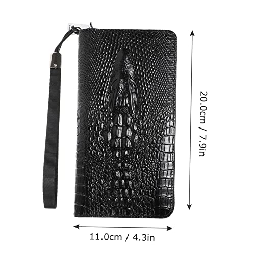 Men's Long Wallet Alligator Pattern PU Zipper Closure Large Capacity Handbag for Business Travel Durable Fashionable Gift2