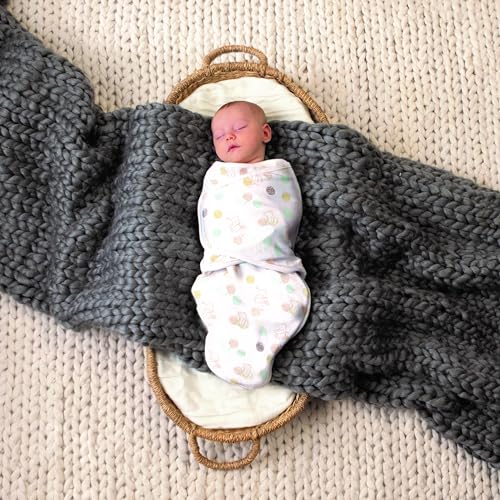Image of aden + anais Essentials Easy Swaddle Wrap Quick Change with Bottom Zipper, Snug Cotton Knit Baby Wrap Swaddle Blanket for Newborns, TOG 1.0, 3 Pack, Winnie, 0-3 Months, Small /Medium