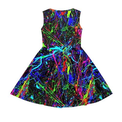 Little Girls Sleeveless Dress with Pockets Marble and Smoke Style Dresses Casual Party Sundress for 2-14T2