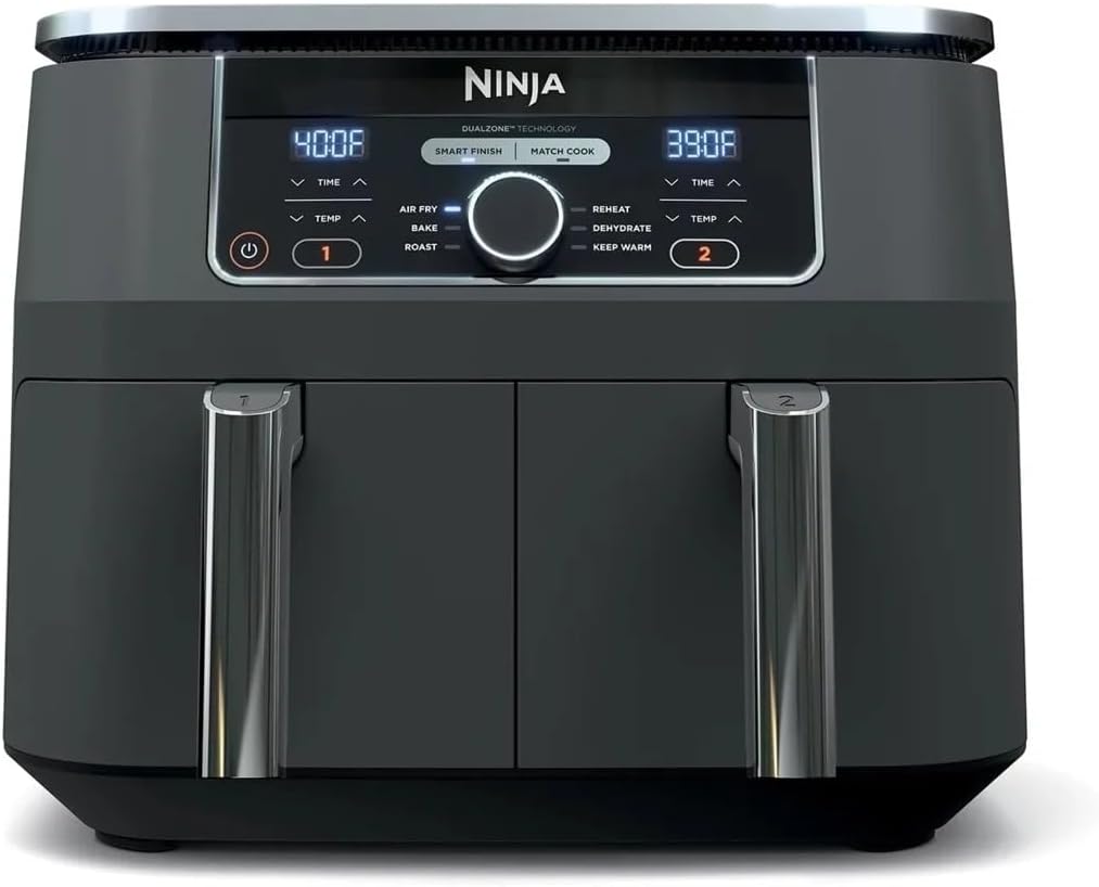 Ninja AD150 Foodi 8 Quart 6-in-1 DualZone 2-Basket Air Fryer with 2 Independent Frying Baskets, Match Cook & Smart Finish to Roast, Broil, Dehydrate & More for Quick, Easy Meals, Black (Renewed) Ninja AD150 Foodi 8 Quart 6-in-1 DualZone 2-Basket Air Fryer with 2 Independent Frying Baskets, Match Cook & Smart Finish to Roast, Broil, Dehydrate & More for Quick, Easy Meals, Black (Renewed)