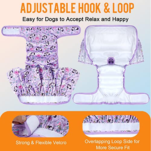 Image of Washable Dog Diapers Female, 3 Pack Premium Reusable Doggie Diapers，High Absorbency Leak-Proof Puppy Diapers for Female Dog in Heat, Period, Incontinence, Excitable Urination Girl Dog Diapers Dress