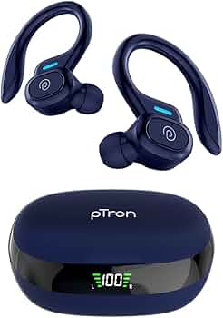PTron Newly Launched Bassbuds Sports V3 in-Ear TWS Earbuds with Mic, TruTalk AI-ENC Stereo Calls, Game/Music Modes, 36Hrs Playtime, BT5.3 Headphone, Type-C Fast Charging & IPX5 Water Resistant (Blue)