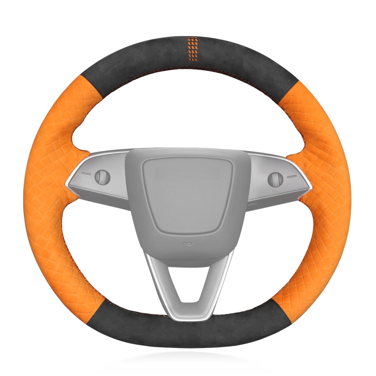 MEWANT Hand Stitched Matte Carbon Fiber&PU Leather Steering Wheel Cover Wrap for Tesla Model 3 Highland 2023 2024 2025 Steering Wheel Accessories