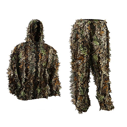 Zicac Outdoor Camo Ghillie Suit 3D Leafy Camouflage Clothing Jungle Woodland Hunting