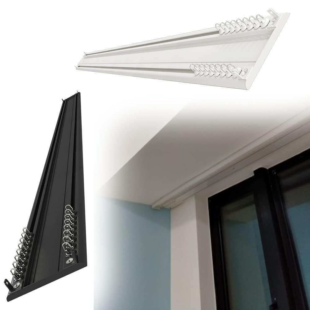 PhIree 1-4M Double Ceiling Track for Curtain, Alumiceiling Mount Curtain Track System White/Black/White/2.9M/9.5Ft