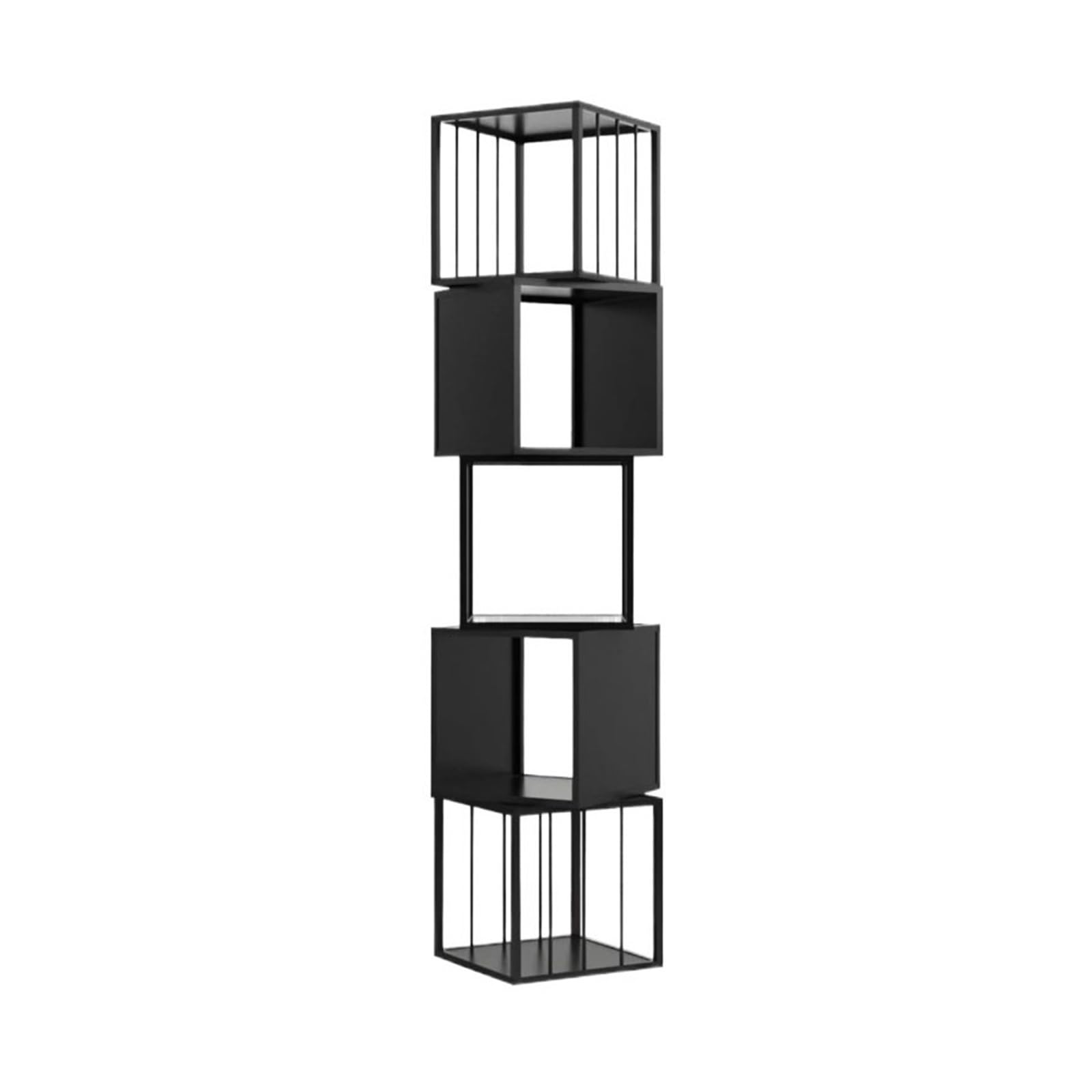 ZYYANSHOP Bookshelf 5-Tier Open Floor Iron Baked Enamel Bookshelf Living Room Study Storage Display Stand(Black)
