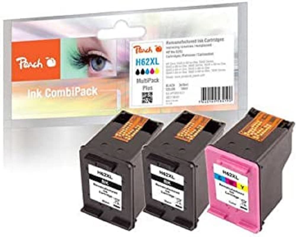 Peach H62 Spar Pack Plus głowice drukujące XL (2xBK, C) zastępuje HP No. 62XL, C2P05AE*2, C2P07AE np. HP Envy 5640 e-All-in-One, HP OfficeJet 5744, HP Envy 7640 e-All-in-One, HP Envy 5644 e-All-in-One