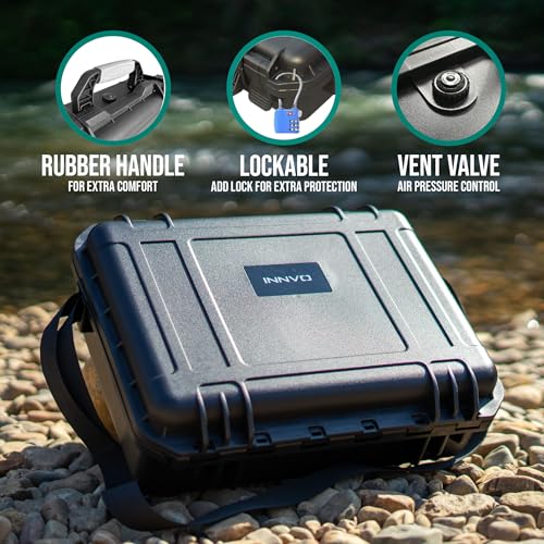 Image of INNVO Drone Case for DJI Air 3S / 3 Fly More Combo Waterproof Hard Shell Shockproof with Strap & Mesh Pocket for Accessories Custom-Foam Solt fits Drone Controller Batteries and Charger 14.2x6.3x11.4