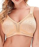Wingslove Damen Bügelloser Minimizer-BH, Übergröße, nicht gepolstert, weich, Vollfigur-BH, Dark Nude, 105H