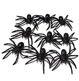 Wendy Mall 20Pcs Black Plastic Fake Spider Toys Funny Prank Lifelike Props for Halloween Party House...