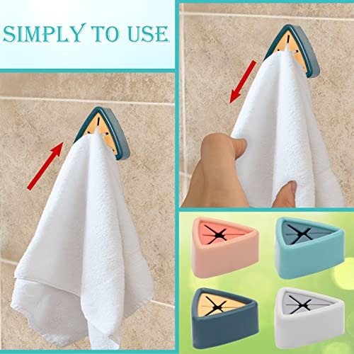 Pletpet 4Pcs Towel Hook Holder Grabber, Drill Free Self Adhesive Push Hooks Firmly, Colorful Dish Towel Holders For Kitchen Bathroom Towel Organization #TOP4