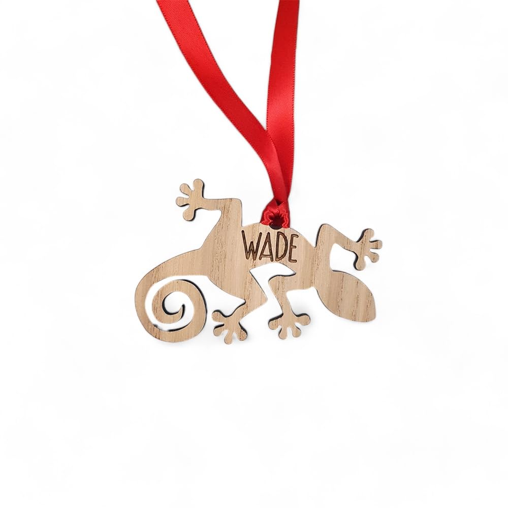 Personalised Animal Bauble - Lizard: Wooden Christmas Tree Decoration Bauble Gecko