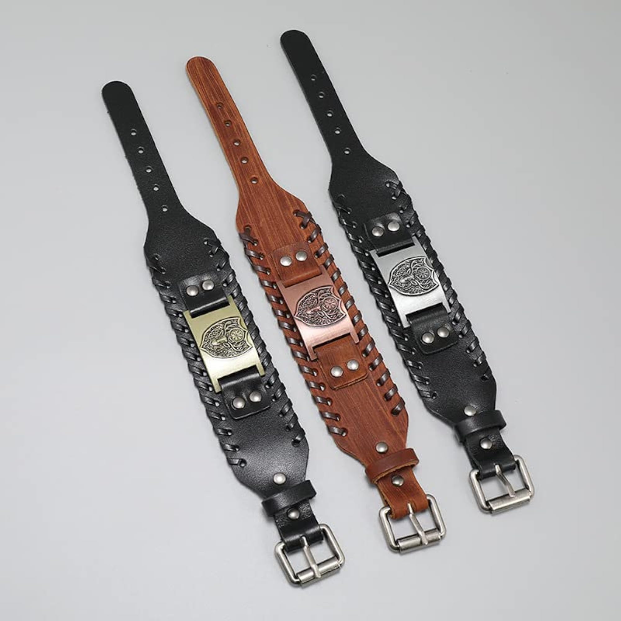 Men's Retro Braided Leather Bracelet, Adjustable Fit