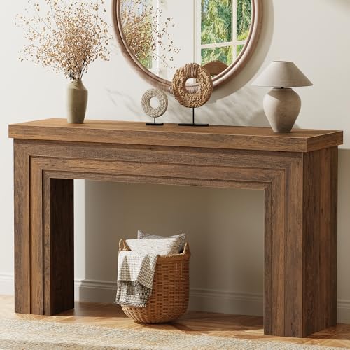 Huuger 54 Inch Entryway Table, Retangular Console Table with Storage, Farmhouse Sofa Table Behind The Couch, Long for Entrance, Hallway, Foyer, Living Room, Rustic Brown