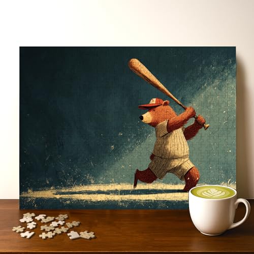 Casse-tête baseball ours 500 pièces, bois, 20 x 15 po